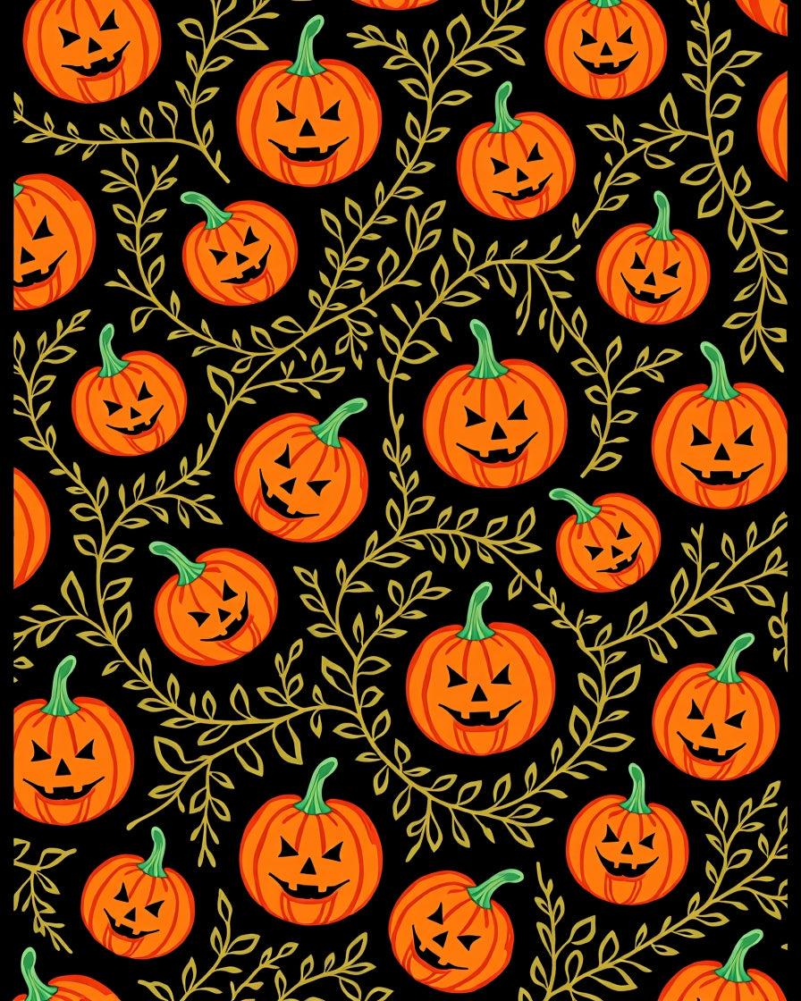 Halloween Orange Jack O Lantern Foliage Rug