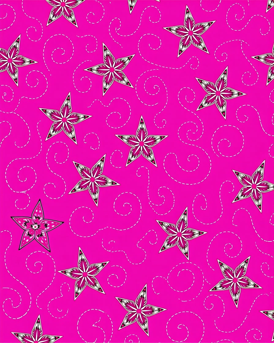 Hot Pink Star Swirl Graphic Rug
