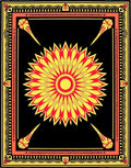 Bold Yellow Sunburst Mandala Frame Rug