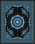 Electric Blue Sunburst Floral Border Rug