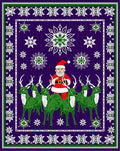 Purple Santa Reindeer Snowflake Border Rug