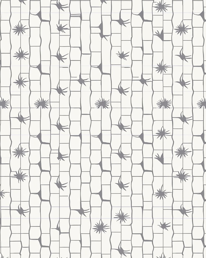 Organic Gray Bamboo Garden Silhouette Rug