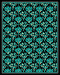 Teal Black Flourishing Vine Scrollwork Rug