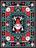 Whimsical Gnome Red Aqua Floral Border Rug
