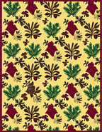 Yellow Floral Leaf Medallion Rug