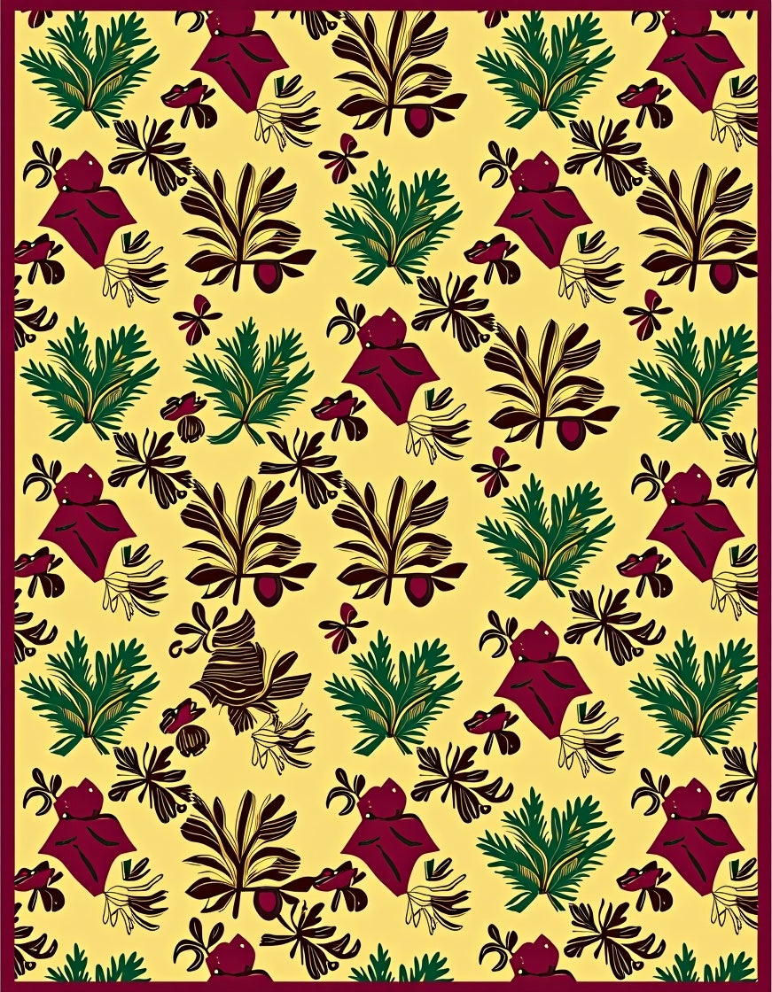 Yellow Floral Leaf Medallion Rug