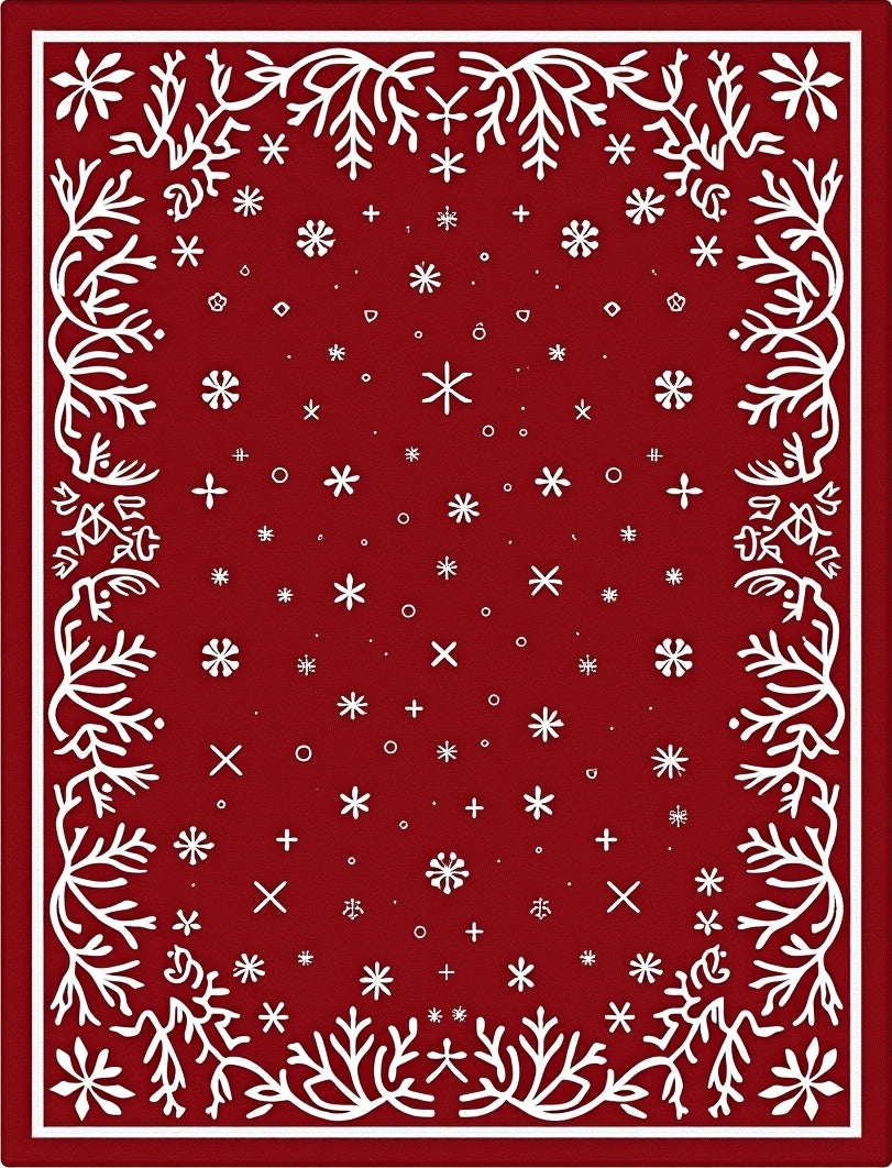 Holiday Twig Sparse Snowflakes Rug