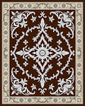 Ornate White Filigree Brown Botanical Rug