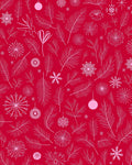 Crimson Pine Branches and Snowflakes Rug