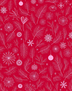 Crimson Pine Branches and Snowflakes Rug