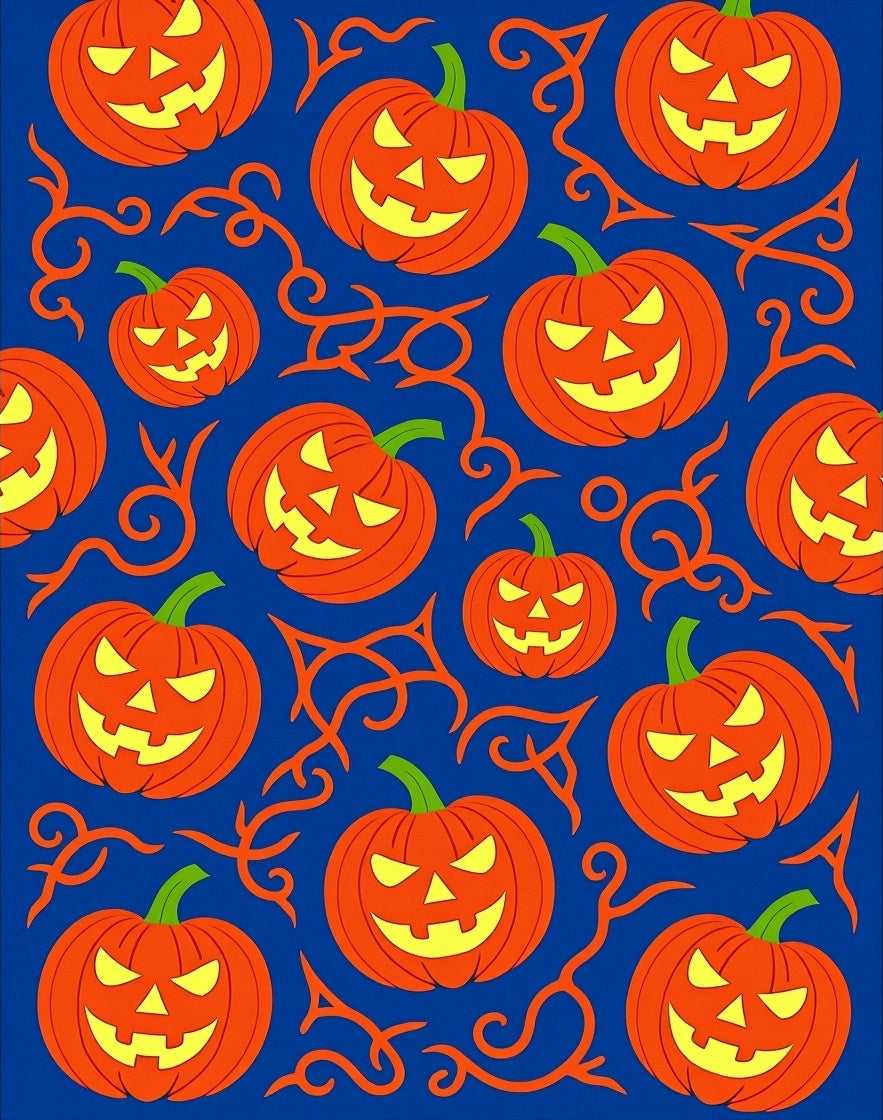 Orange Jack O Lantern Halloween Swirls Rug