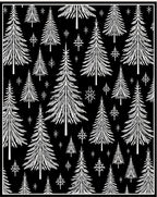 Black White Pine Forest Snowflake Trees Rug