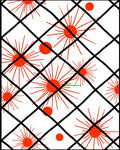 Orange Sunburst Starburst Grid Rug