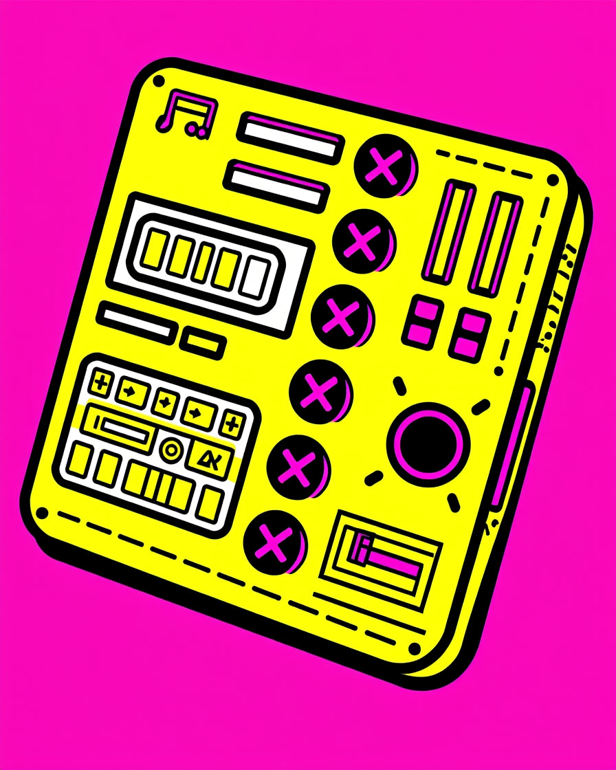 Bright Yellow Retro Music Creator Rug