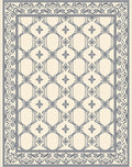 Cream Gray Ornate Lattice Border Rug