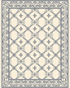 Cream Gray Ornate Lattice Border Rug