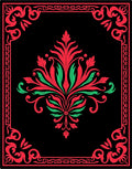Crimson and Green Baroque Floral Frame Rug