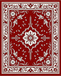 Deep Red Floral Vine Square Rug