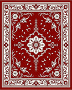 Deep Red Floral Vine Square Rug