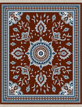 Rustic Crimson Floral Medallion Rug