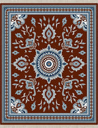 Rustic Crimson Floral Medallion Rug