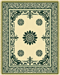 Dark Green Floral Medallion Cream Rug