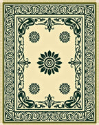 Dark Green Floral Medallion Cream Rug