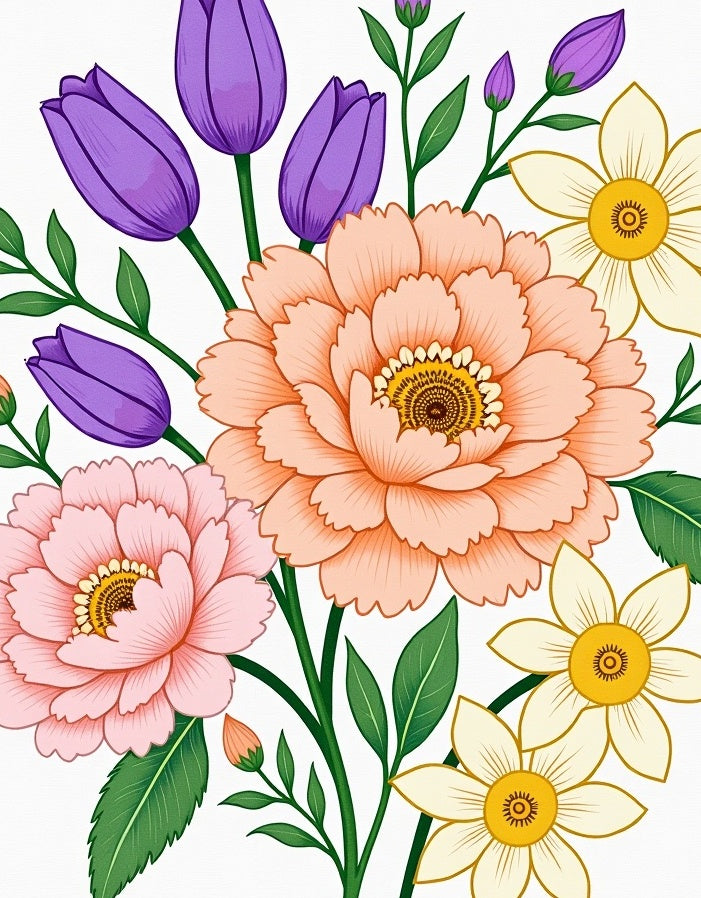 Peachy Pink Purple Floral Medley Rug