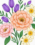 Peachy Pink Purple Floral Medley Rug