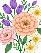 Peachy Pink Purple Floral Medley Rug