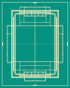 Teal Cream Geometric Layered Structure Rug