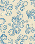 Cream Blue Swirl Abstract Flow Rug