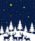 Midnight Blue Night Sky Deer Forest Rug