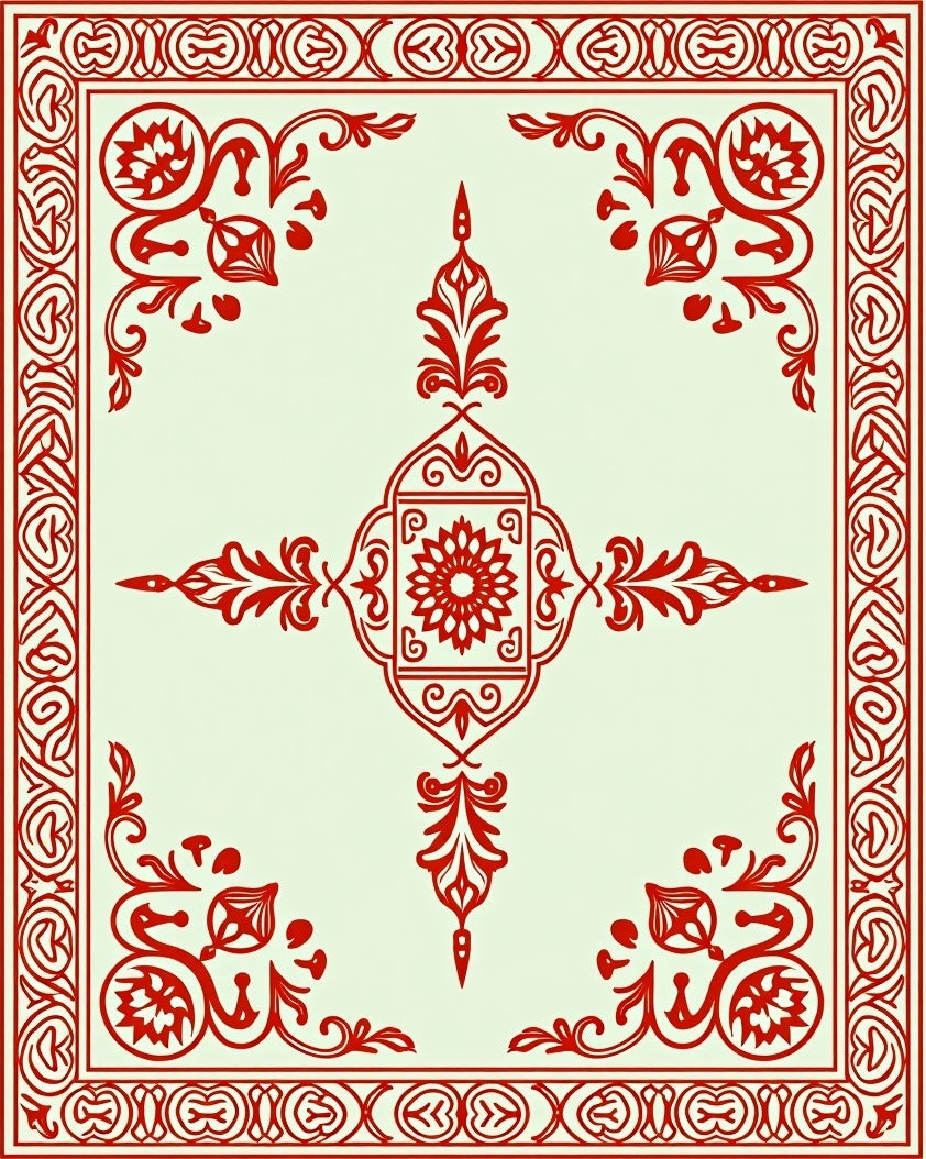Crimson Filigree Floral Medallion Rug
