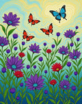 Whimsical Butterfly Garden Floral Rug