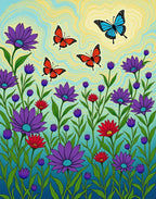 Whimsical Butterfly Garden Floral Rug