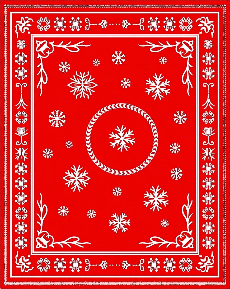 Winter Snowflake Snowfall Medallion Scarlet Rug