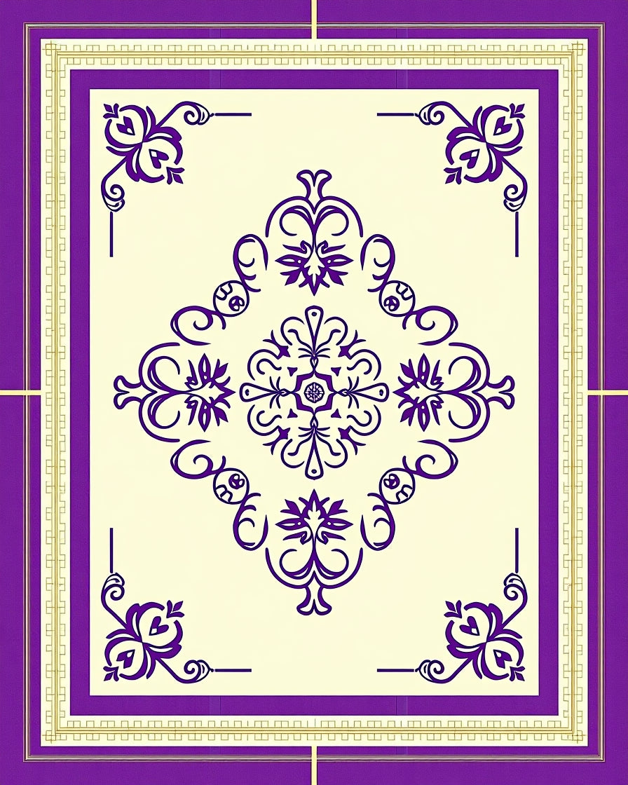 Royal Purple Damask Medallion Rug