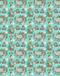 Teal Red Whimsical Figural Forest Rug