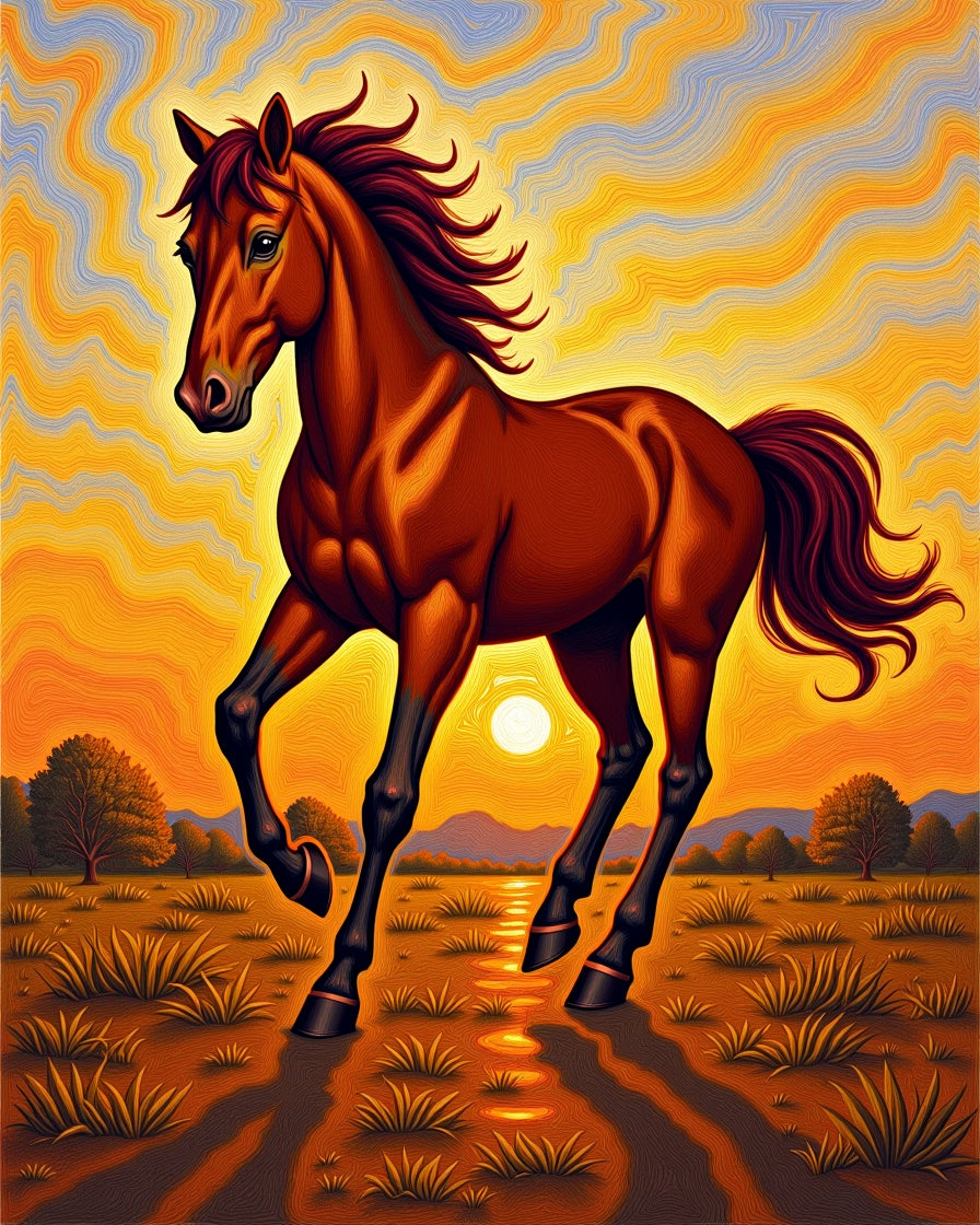 Sunset Gallop Horse Landscape Rug