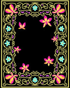 Vibrant Pink Yellow Floral Butterfly Border Rug