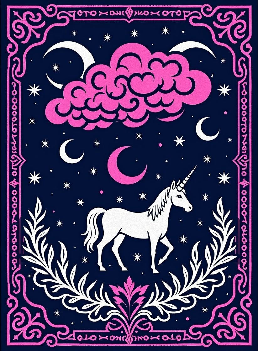 Fantasy Unicorn Night Sky Cloud Rug