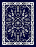 Deep Blue White Symmetrical Floral Medallion Rug