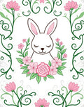 Whimsical Bunny Pink Floral Border Rug