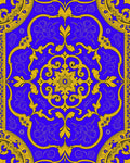 Royal Blue Golden Baroque Symmetry Rug