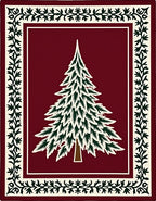 Crimson Pine Tree Border Rug