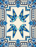 Modern Blue Yellow Floral Medallion Rug