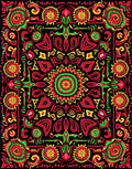 Vibrant tribal sunburst mandala Rug