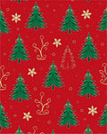 Festive Red Green Trees Gold Sprigs Rug