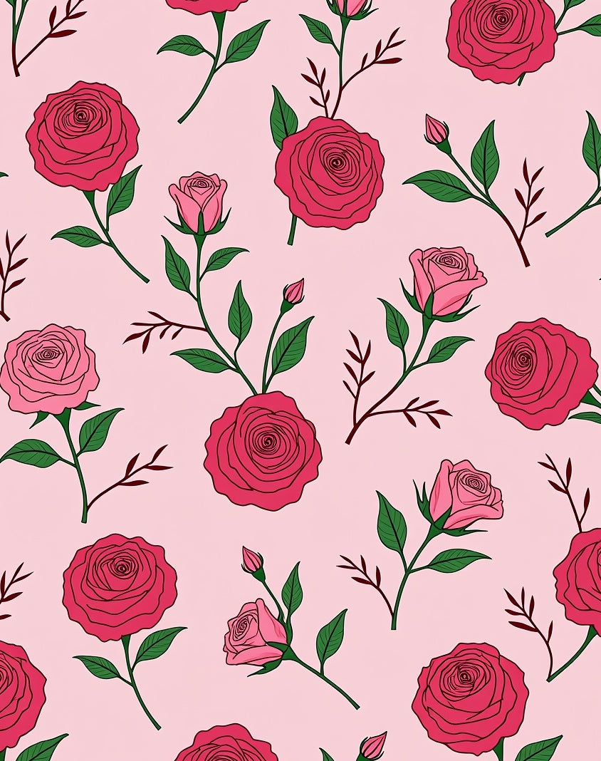 Rose Blush Pink Floral Branches Rug